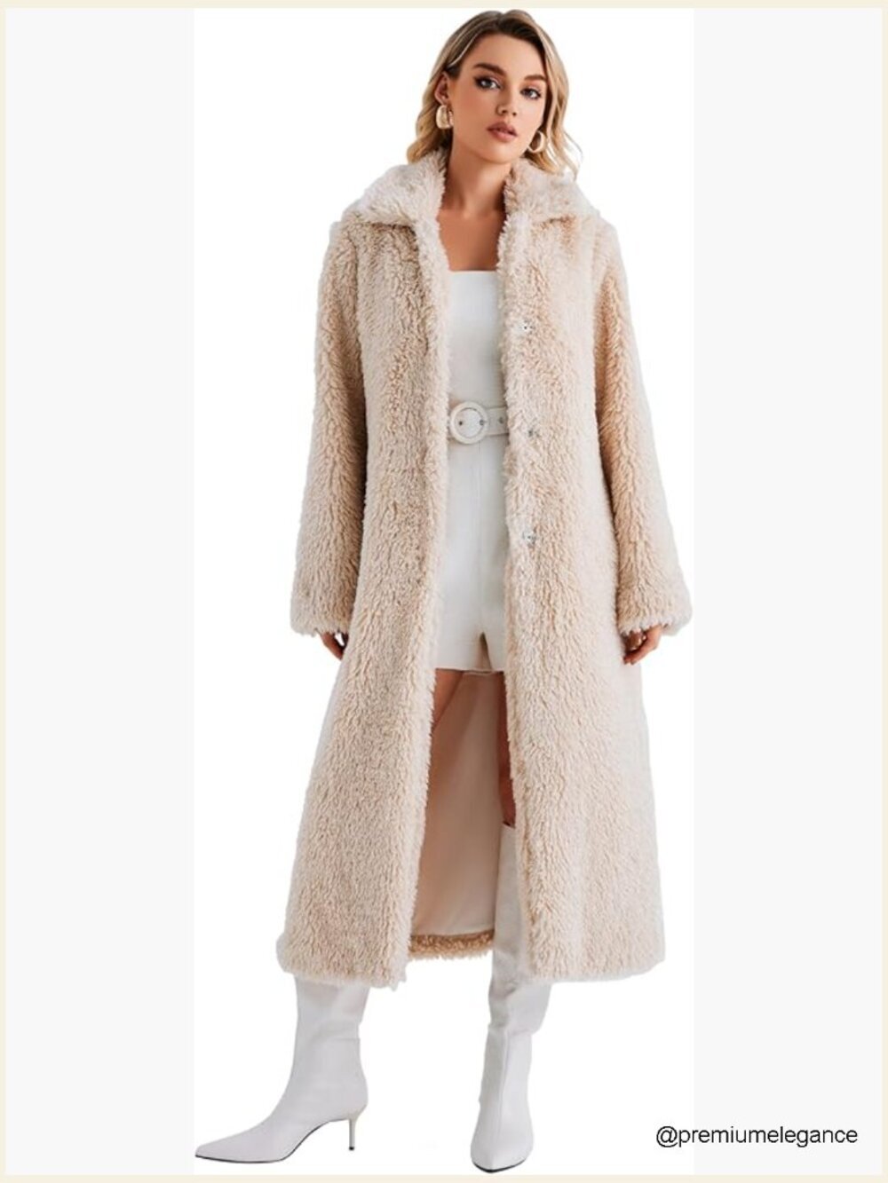 Faux Fur Open Front Cardigan Coat with Pockets